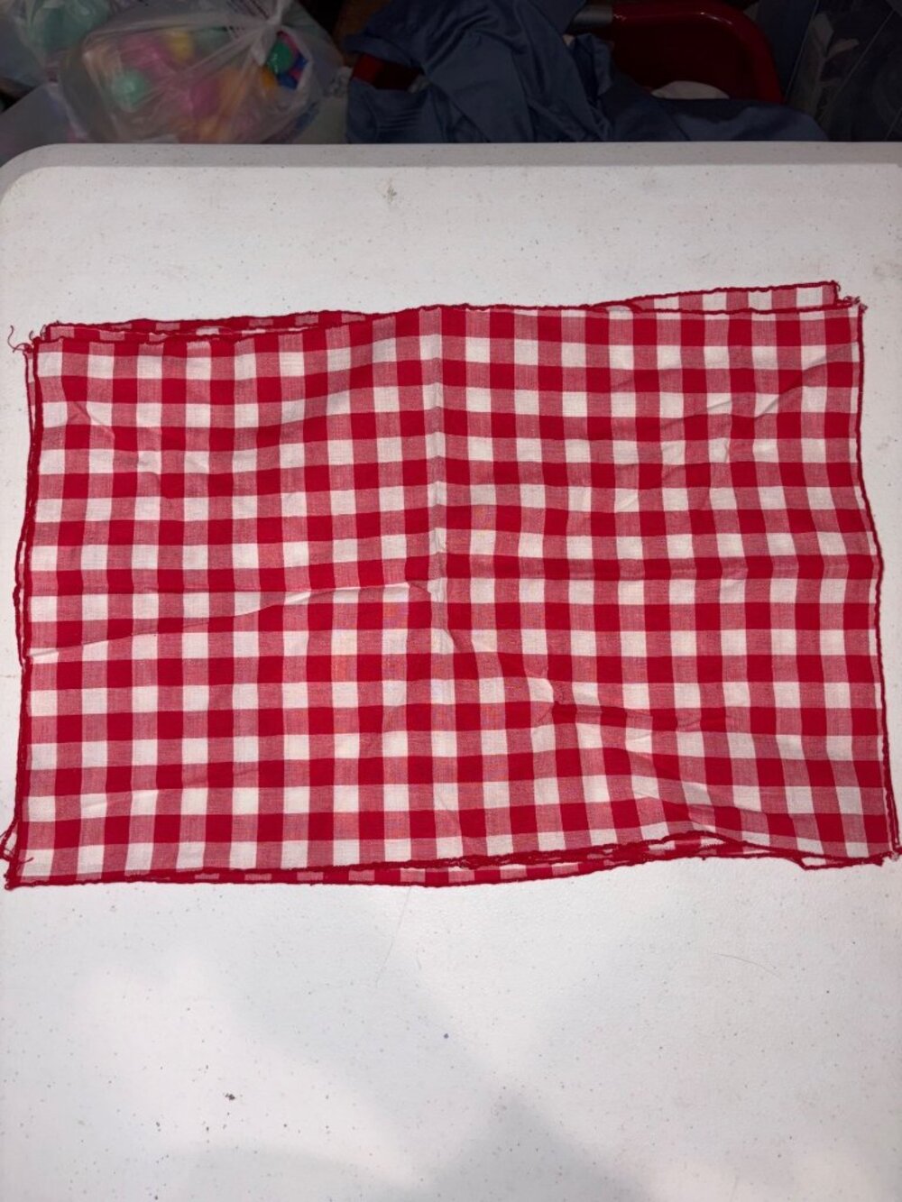 Red & White Gingham Fabric Square 16" X 12" Rustic Farmhouse Style